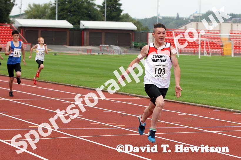 Boys under-13s 200 metres at the Gateshead Tartan Games Open.